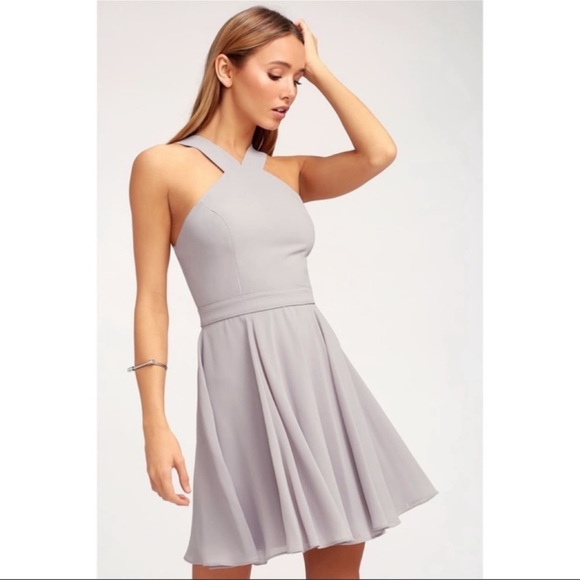 Lulus Forevermore Skater Dress - Taupe Gray - Picture 4 of 6